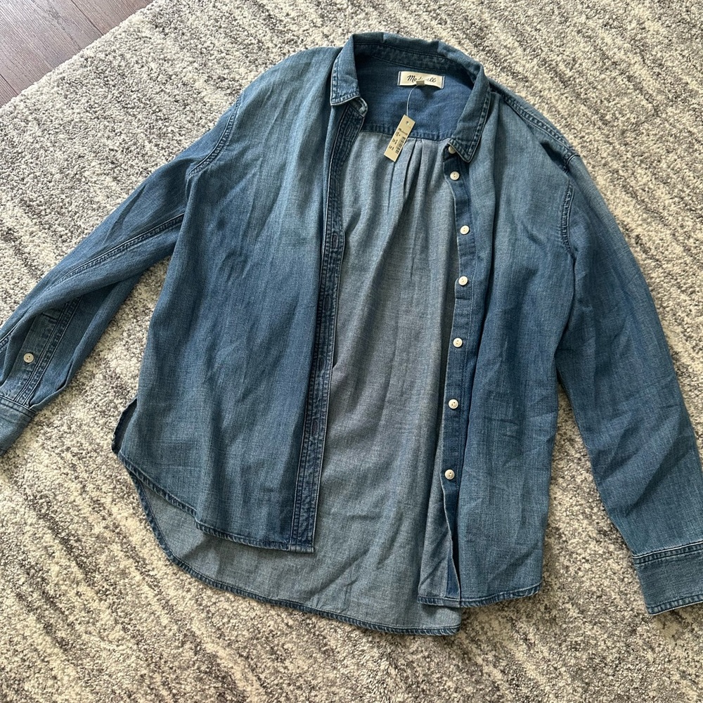 Never worn, tags attached, Madewell denim button shirt